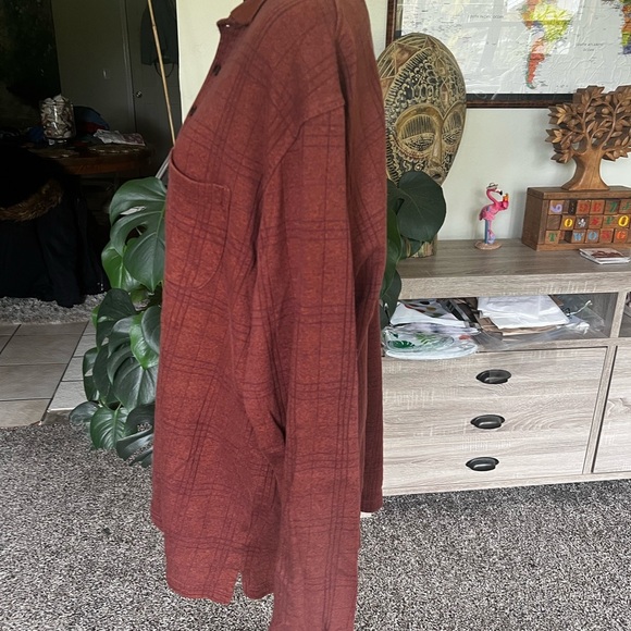 Van Heusen Men's Brick Red Plaid Shirt - Picture 3 of 7